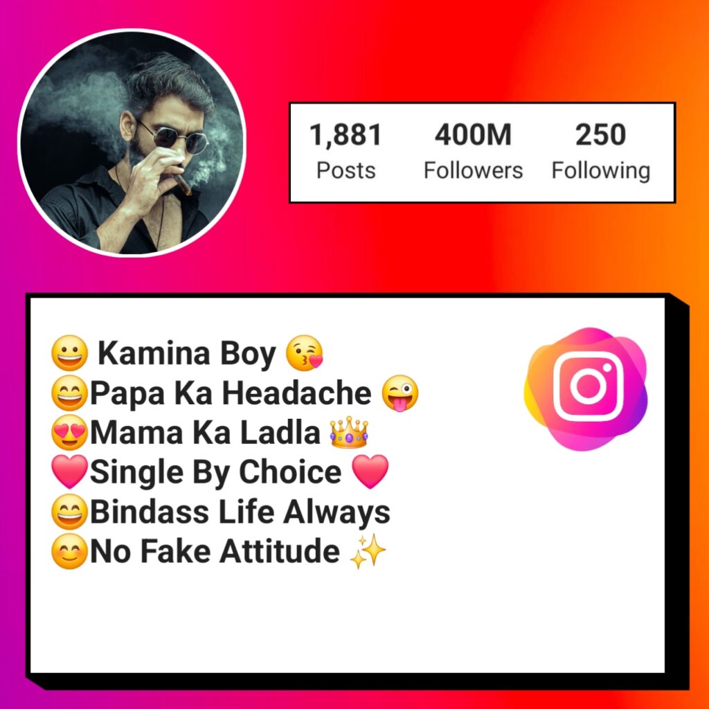 Cute kamina bio for instagram with emoji