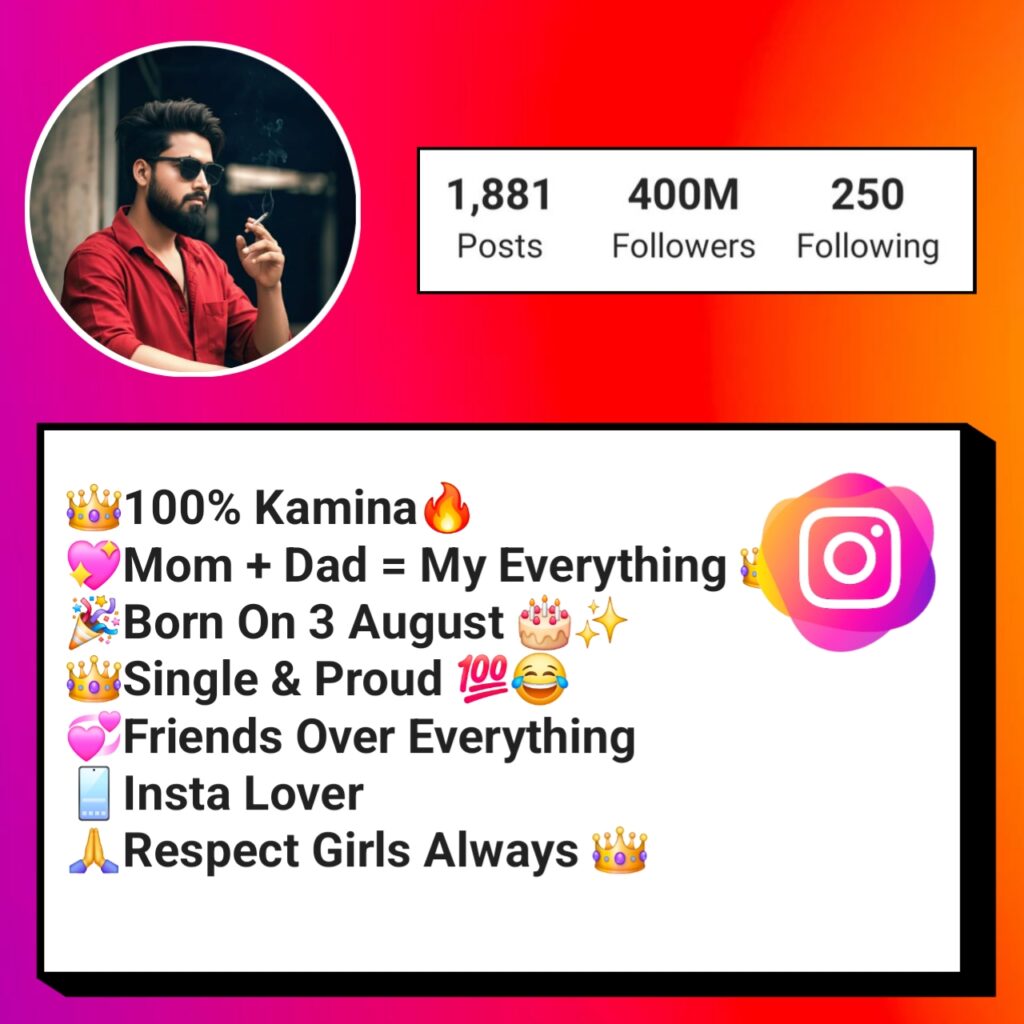 Cute kamina boy instagram bio