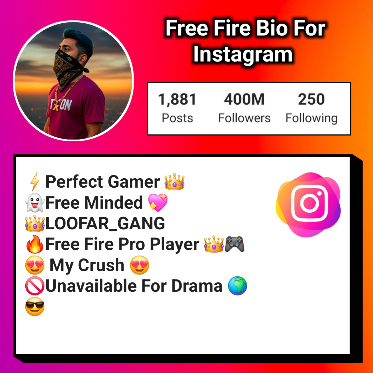 Free Fire Bio For Instagram