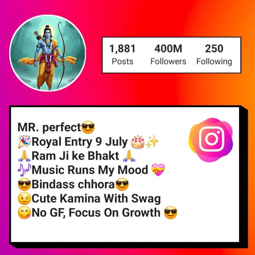 Jai shree ram bio for instagram for boy