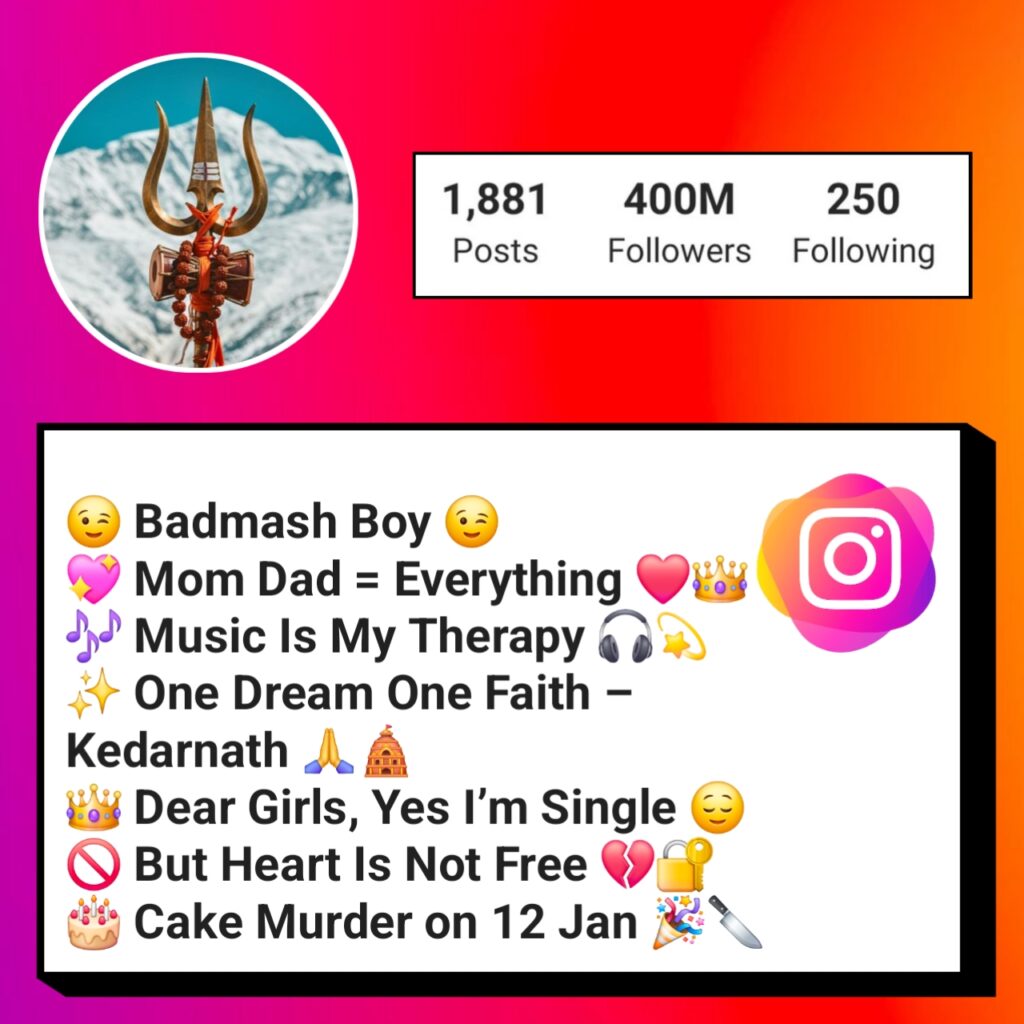 Baba Kedarnath Bio For Instagram
