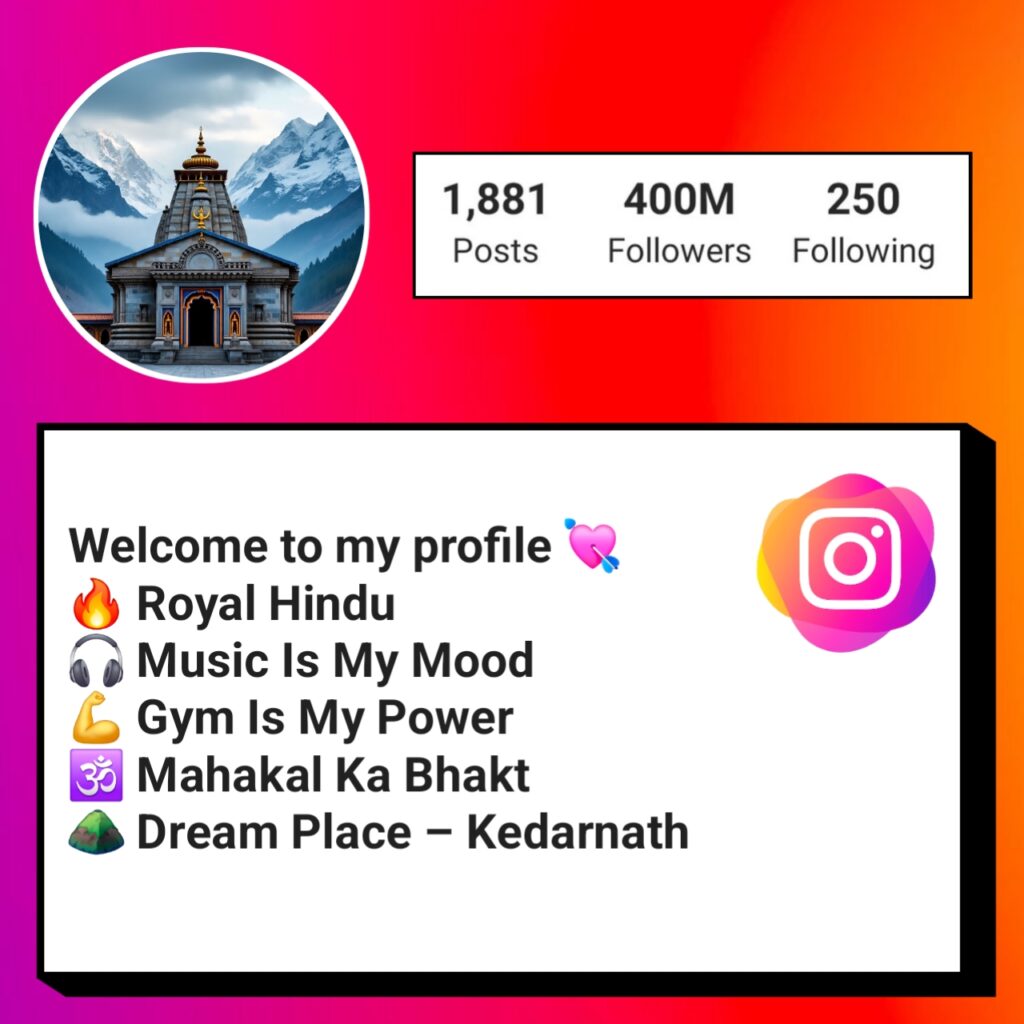 Jai Kedarnath Mahadev Instagram Bio