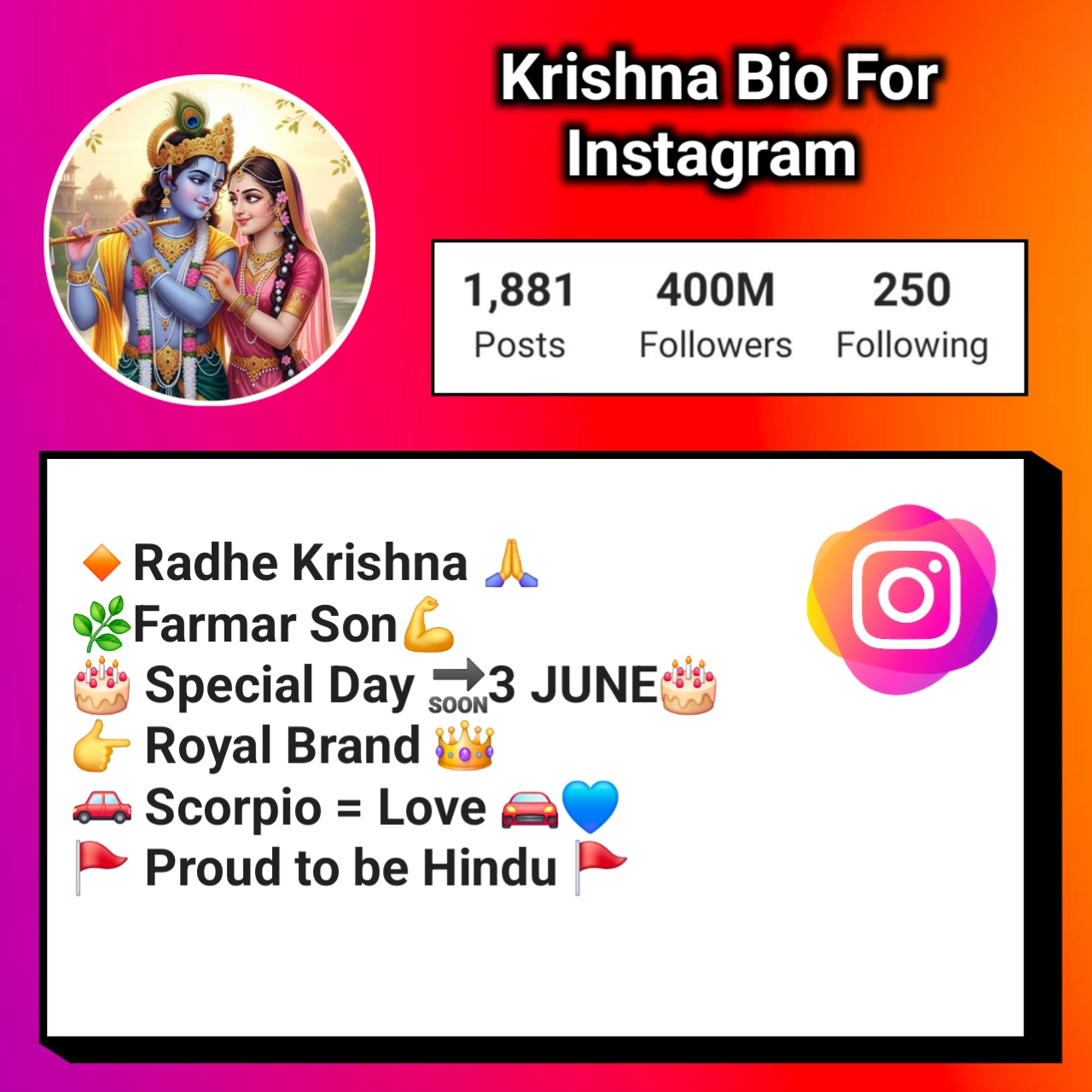 Krishna Bio For Instagram
