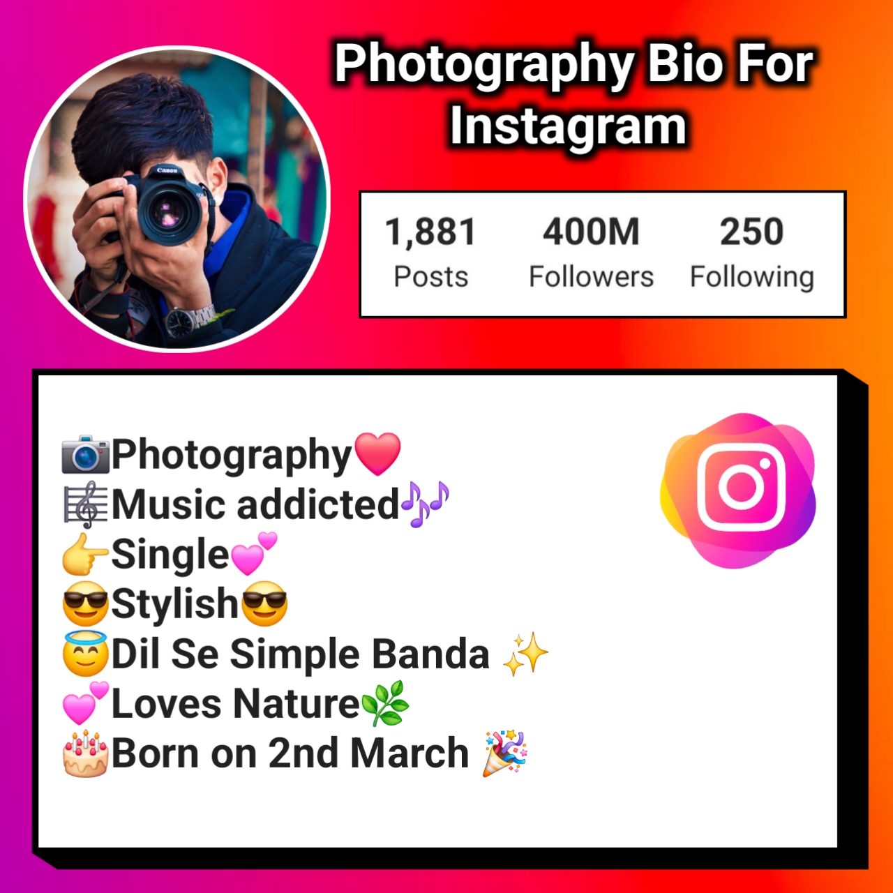 Photography Bio For Instagram