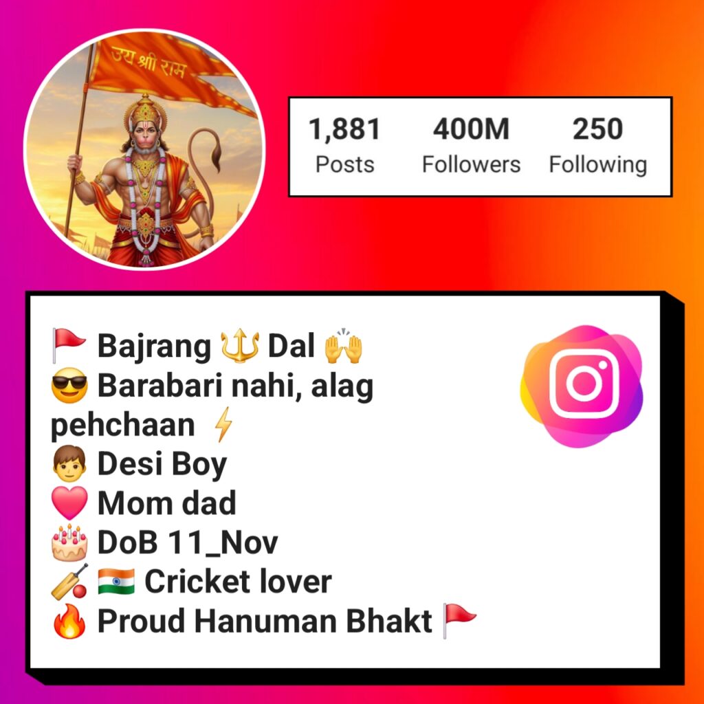Instagram Bio For Bajrang Dal