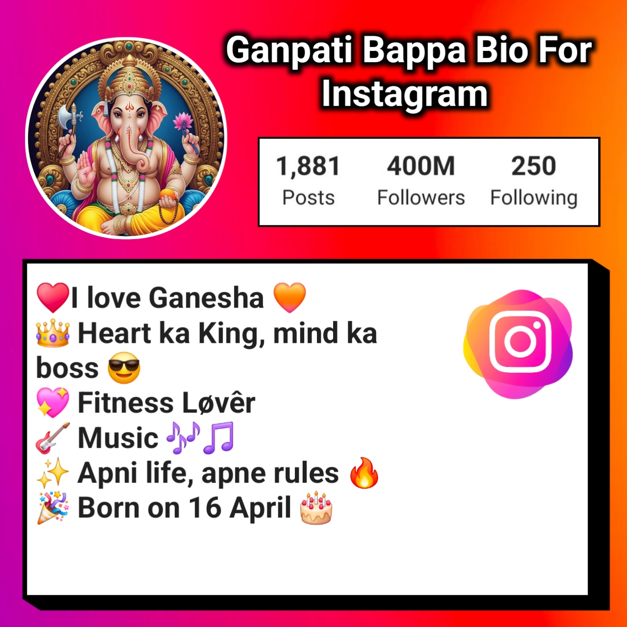 Ganpati Bappa Bio For Instagram