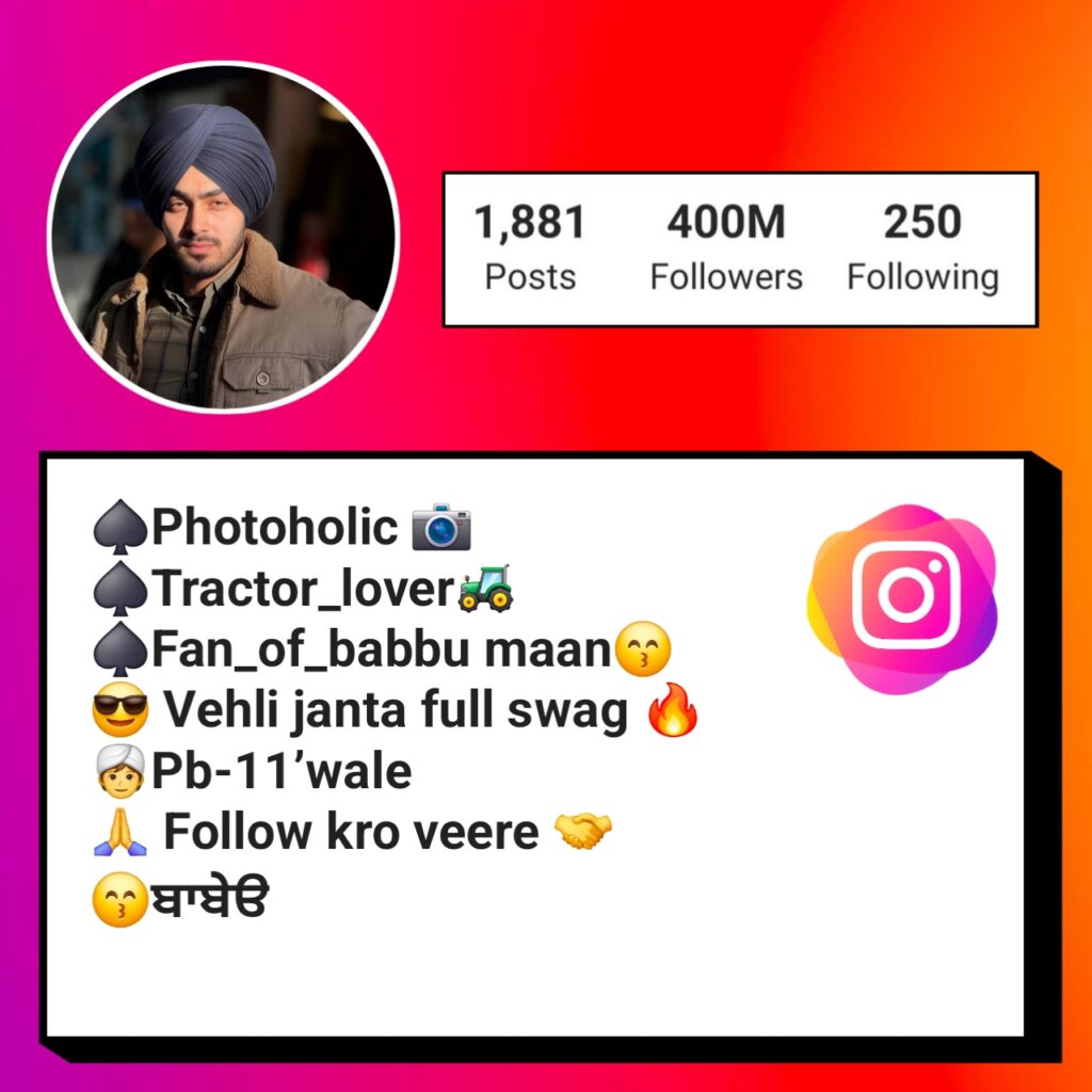 Punjabi bio for instagram with emoji