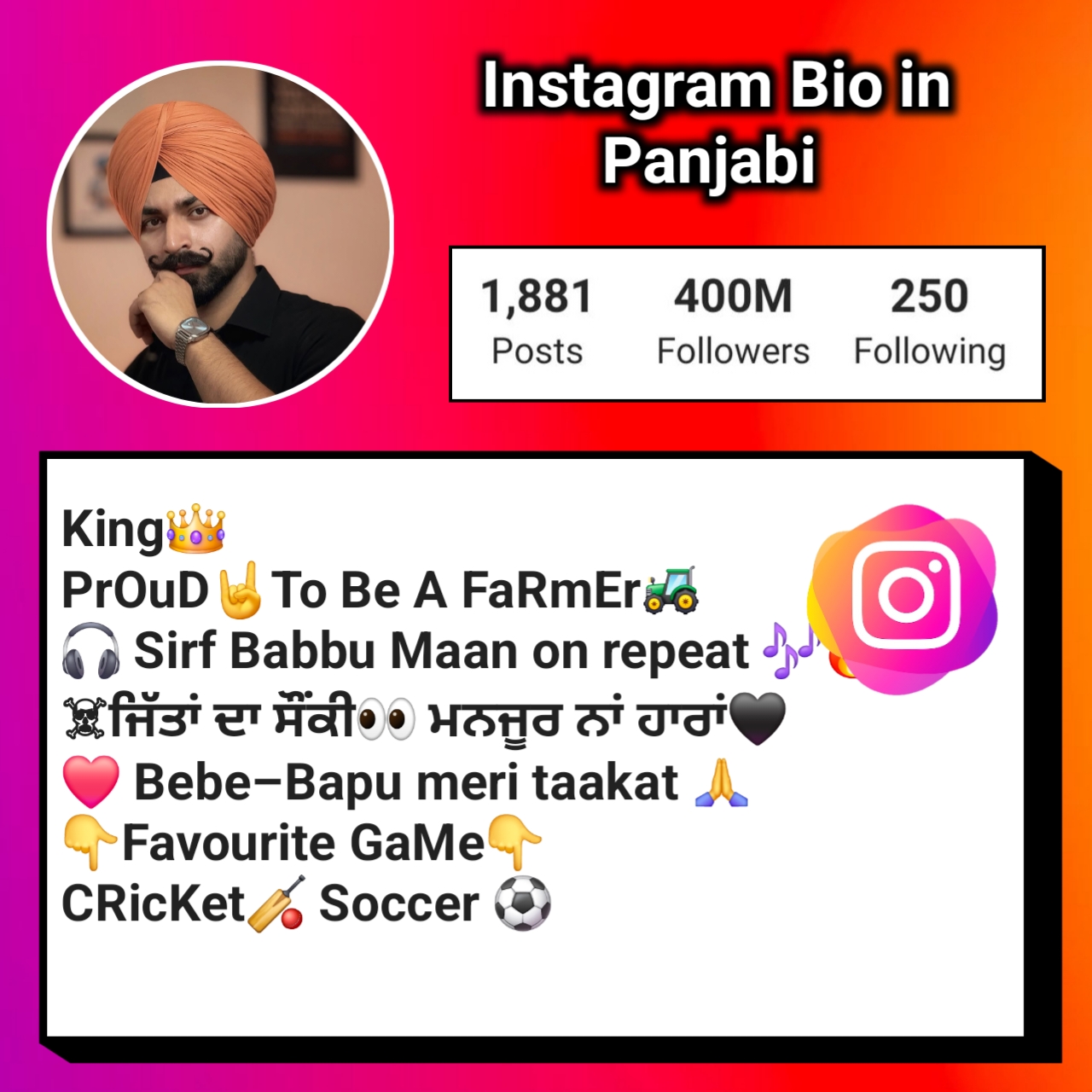 Instagram Bio in Punjabi