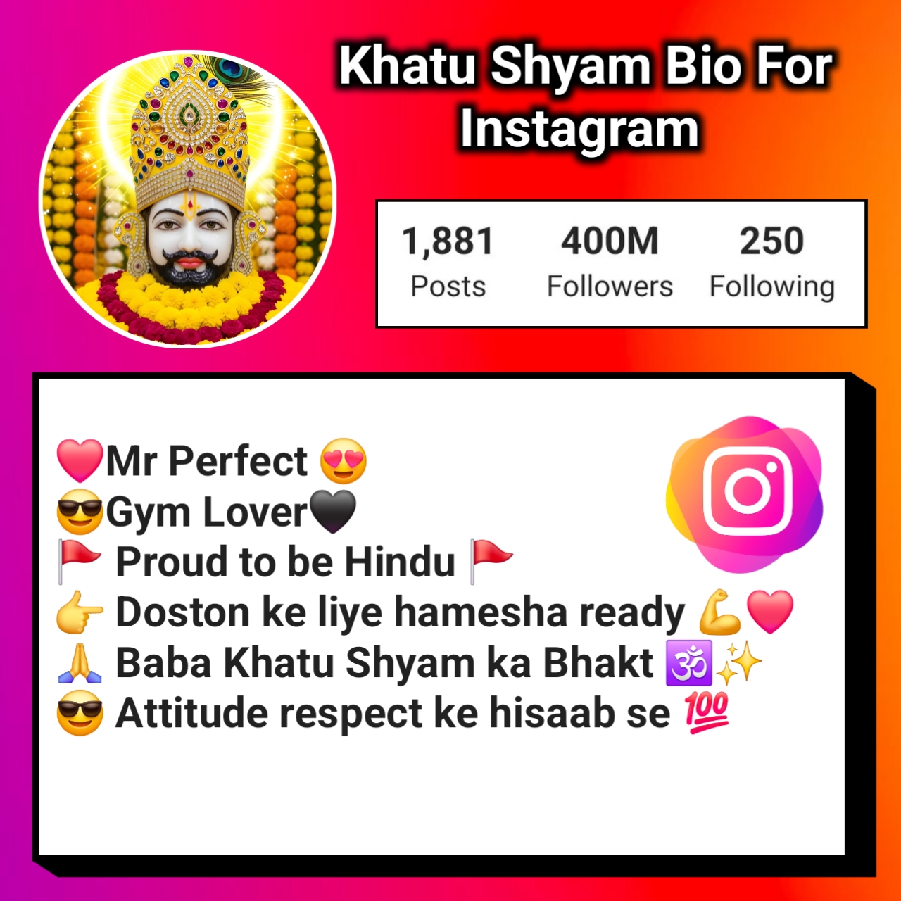 Khatu Shyam Bio For Instagram